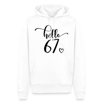Hello 67 - Süßes Geschenk zum 67. Geburtstag für Frauen - Männer Premium Bio Hoodie - Weiß - Vorne - Nico (187cm)