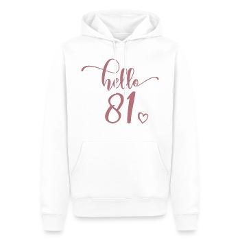 Hallo 81 - Süßes Geschenk zum 81. Geburtstag, 81 Jahre alt - Männer Premium Bio Hoodie - Weiß - Vorne - Nico (187cm)