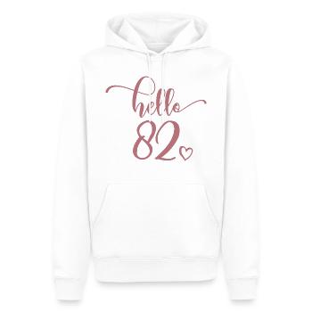 Hello 82 - Mignon cadeau de 82e anniversaire pour femmes - Sweat à capuche Premium bio Homme - blanc - Devant - Nico (187cm)