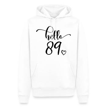Hello 89th - Mignon cadeau de 89e anniversaire pour femmes - Sweat à capuche Premium bio Homme - blanc - Devant - Nico (187cm)