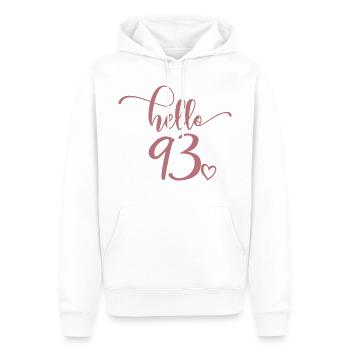 Hallo 93 - Süßes Geschenk zum 93. Geburtstag, 93 Jahre alt - Männer Premium Bio Hoodie - Weiß - Vorne - Nico (187cm)