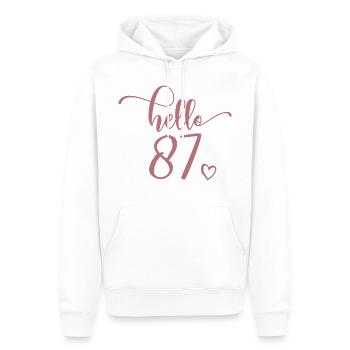Hello 87th - Mignon cadeau de 87e anniversaire pour femmes - Sweat à capuche Premium bio Homme - blanc - Devant - Nico (187cm)