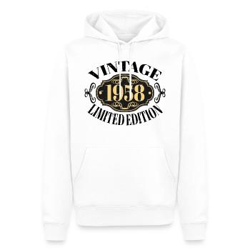 Vintage 1958 - 64 ans, cadeau de 64e anniversaire - Sweat à capuche Premium bio Homme - blanc - Devant - Nico (187cm)