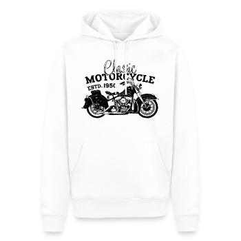 Rétro des années 1950 Moto Motard Anniversaire des années 1950 - Sweat à capuche Premium bio Homme - blanc - Devant - Nico (187cm)