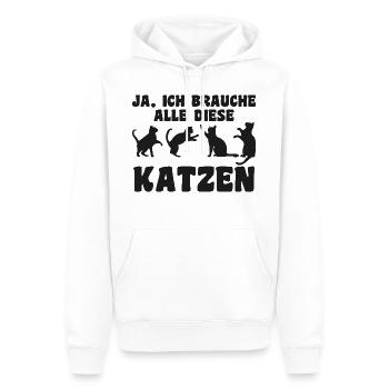Katze Tier Katzen Geschenk - Männer Premium Bio Hoodie - Weiß - Vorne - Nico (187cm)