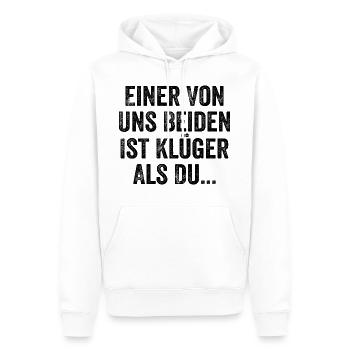 Einer Von Uns Beiden Ist Klüger Als Du Sarkasmus - Männer Premium Bio Hoodie - Weiß - Vorne - Nico (187cm)