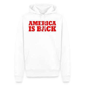 America is back - Sweat à capuche Premium bio Homme - blanc - Devant - Nico (187cm)