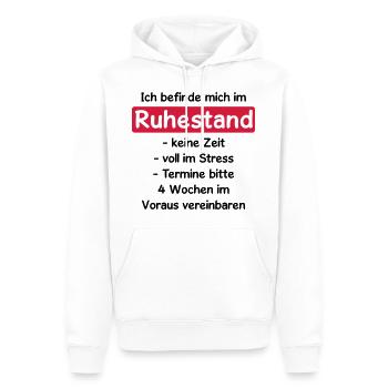 Shirt "Ich befinde mich im Ruhestand", Rente, - Männer Premium Bio Hoodie - Weiß - Vorne - Nico (187cm)