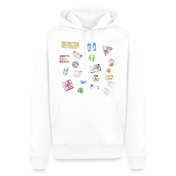 passport stamp - Men’s Premium Organic Hoodie - white - Front - Nico (187cm)
