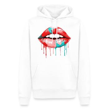 Lippen Bunt Lippenstift Kussmund Pop Art Kunst - Männer Premium Bio Hoodie - Weiß - Vorne - Nico (187cm)