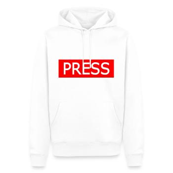 Press - Sweat à capuche Premium bio Homme - blanc - Devant - Nico (187cm)