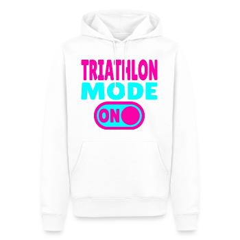 Triathlon Mode ON - Schwimmen Radfahren Rennen - Männer Premium Bio Hoodie - Weiß - Vorne - Nico (187cm)