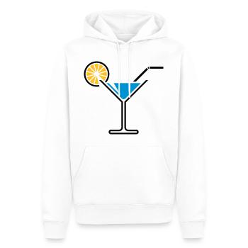 Cocktail / Verre cocktail / Martini + (bleu clair) - Sweat à capuche Premium bio Homme - blanc - Devant - Nico (187cm)