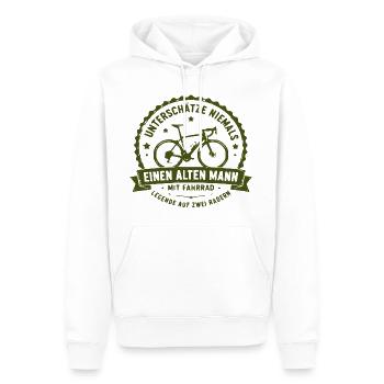 Zwei-Rad-Legende: Alter Mann mit Fahrrad - Männer Premium Bio Hoodie - Weiß - Vorne - Nico (187cm)