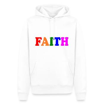 Faith - Männer Premium Bio Hoodie - Weiß - Vorne - Nico (187cm)