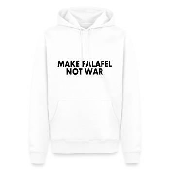 Make falafel not war - Sweat à capuche Premium bio Homme - blanc - Devant - Nico (187cm)