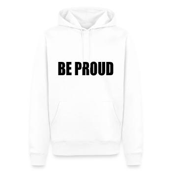 Be proud - Männer Premium Bio Hoodie - Weiß - Vorne - Nico (187cm)