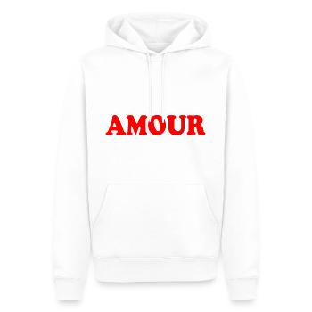 Amour - Sweat à capuche Premium bio Homme - blanc - Devant - Nico (187cm)