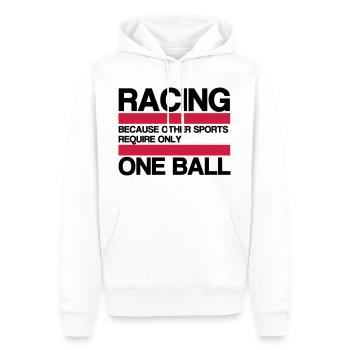 RACING BECAUSE - Männer Premium Bio Hoodie - Weiß - Vorne - Nico (187cm)