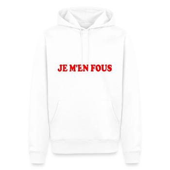 je m'en fous - Sweat à capuche Premium bio Homme - blanc - Devant - Nico (187cm)