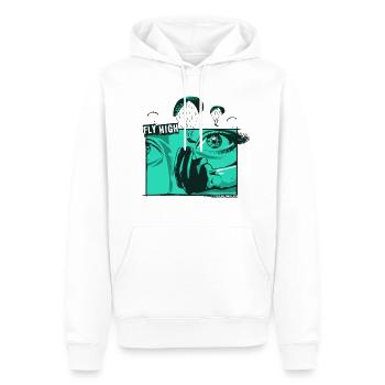 Paragliding Eyes Fly High turquoise - Men’s Premium Organic Hoodie - white - Front - Nico (187cm)