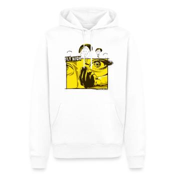 Les yeux de parapente volent haut jaune - Sweat à capuche Premium bio Homme - blanc - Devant - Nico (187cm)