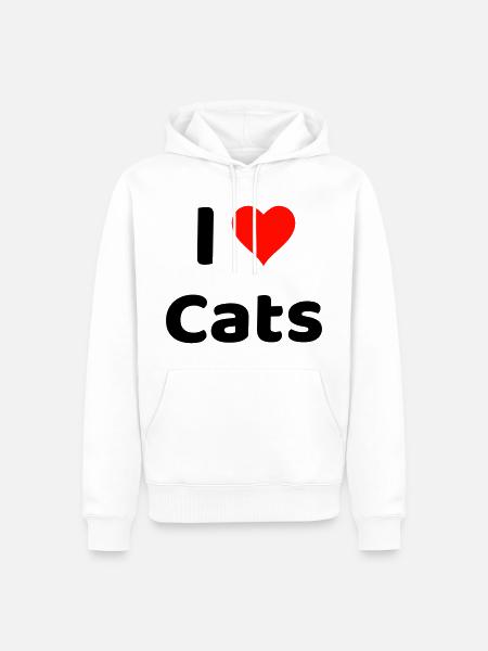 I LOVE CATS - Design for cat lovers! - Men’s Premium Organic Hoodie - white