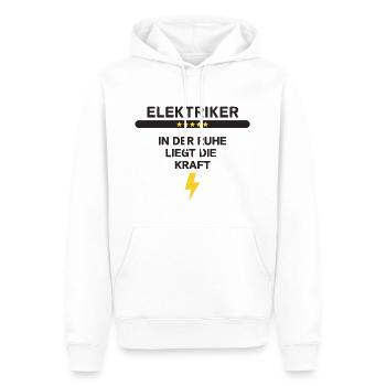 Elektriker / In der Ruhe liegt die Kraft - Männer Premium Bio Hoodie - Weiß - Vorne - Nico (187cm)
