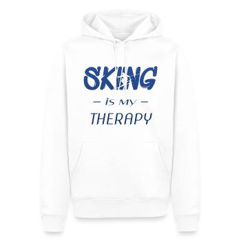 skiing is my therapy - Männer Premium Bio Hoodie - Weiß - Vorne - Nico (187cm)