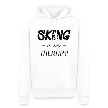 skifahren, ski, skiing is my therapy - Männer Premium Bio Hoodie - Weiß - Vorne - Nico (187cm)