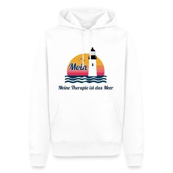 Ma thérapie, c’est la mer - Moin - Sweat à capuche Premium bio Homme - blanc - Devant - Nico (187cm)