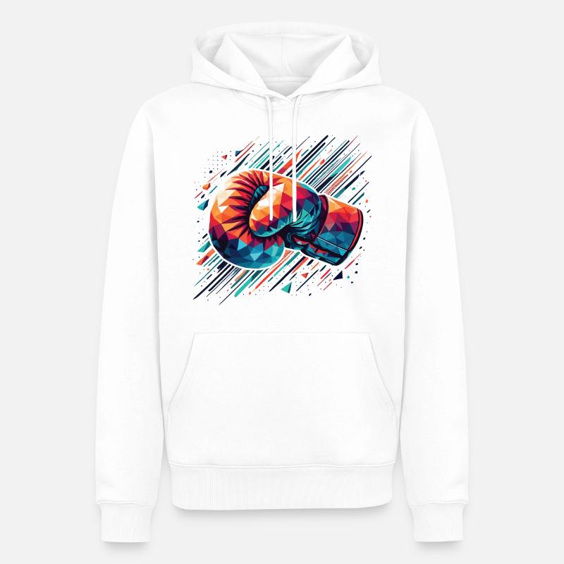 bunter Boxhandschuh Polygon Style - Männer Premium Bio Hoodie - Weiß