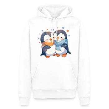 Pingouin Coeur Amour Mignon Câlin Pingouin Amour - Sweat à capuche Premium bio Homme - blanc - Devant - Nico (187cm)