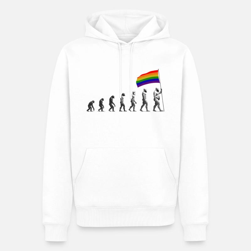 LGBTQIA + Pride Evolution - Männer Premium Bio Hoodie - Weiß