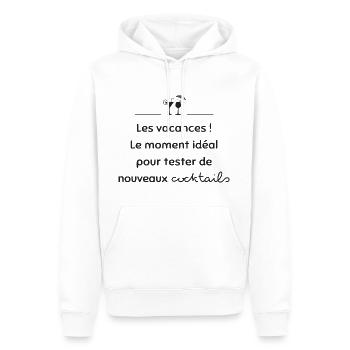 Tester de nouveaux cocktails | Idée cadeau - Sweat à capuche Premium bio Homme - blanc - Devant - Nico (187cm)