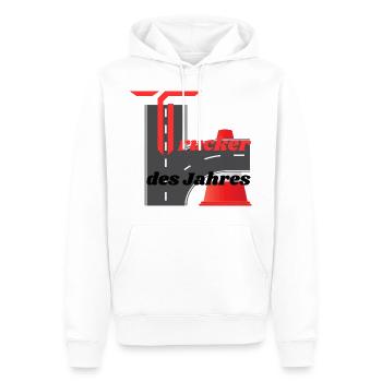 Trucker des Jahres - Männer Premium Bio Hoodie - Weiß - Vorne - Nico (187cm)