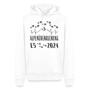 Alpenüberquerung E5 2024 Herzschlag - Männer Premium Bio Hoodie - Weiß - Vorne - Nico (187cm)