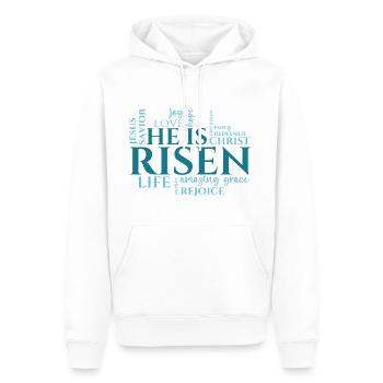 Jésus-Christ - Il est ressuscité - Chrétien - Sweat à capuche Premium bio Homme - blanc - Devant - Nico (187cm)