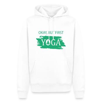 Okay but first Yoga om - Männer Premium Bio Hoodie - Weiß - Vorne - Nico (187cm)