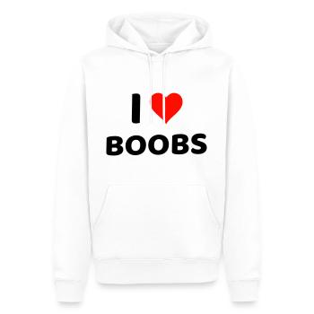 J’AIME LES SEINS - design provocateur et humoristique !! - Sweat à capuche Premium bio Homme - blanc - Devant - Nico (187cm)