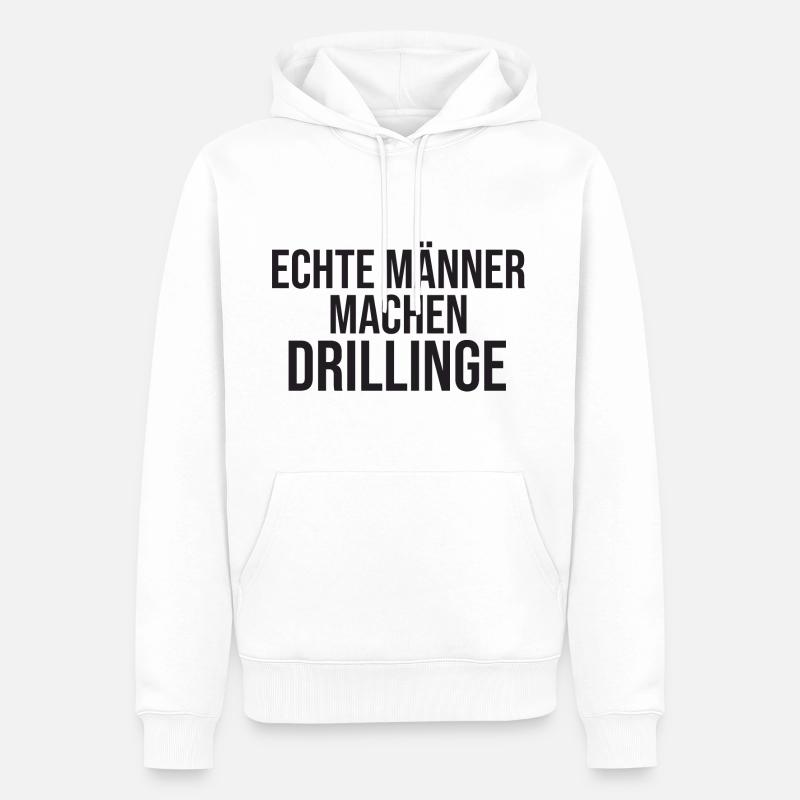 Echte Männer Machen Drillinge - Männer Premium Bio Hoodie - Weiß