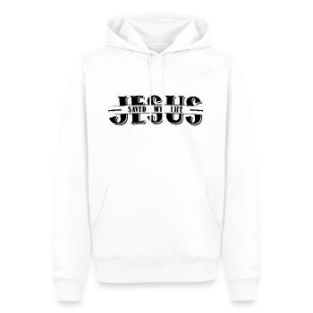 Jesus Saved My Life - Männer Premium Bio Hoodie - Weiß - Vorne - Nico (187cm)