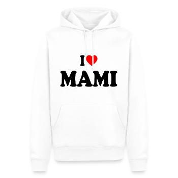 I love mami - Sweat à capuche Premium bio Homme - blanc - Devant - Nico (187cm)