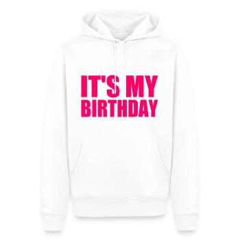 It's my birthday - Sweat à capuche Premium bio Homme - blanc - Devant - Nico (187cm)
