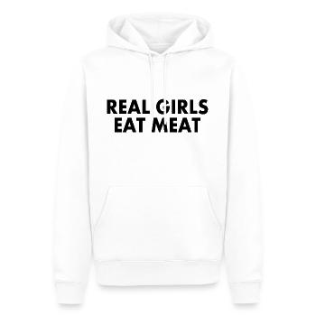 Real girls eat meat - Sweat à capuche Premium bio Homme - blanc - Devant - Nico (187cm)
