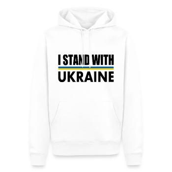 I stand with ukraine - Männer Premium Bio Hoodie - Weiß - Vorne - Nico (187cm)