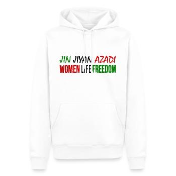 Women life freedom jin jiyan azadi - Sweat à capuche Premium bio Homme - blanc - Devant - Nico (187cm)