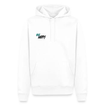 BE HAPPY - Männer Premium Bio Hoodie - Weiß - Vorne - Nico (187cm)