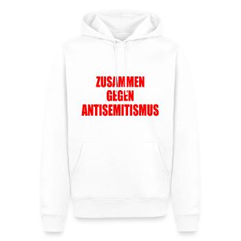 zusammen gegen antisemitismus - Männer Premium Bio Hoodie - Weiß - Vorne - Nico (187cm)