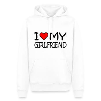 I love my girlfriend - Sweat à capuche Premium bio Homme - blanc - Devant - Nico (187cm)